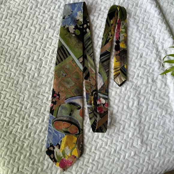 Vintage Eastel Monsieur Still Life Art Necktie - Picture 1 of 4
